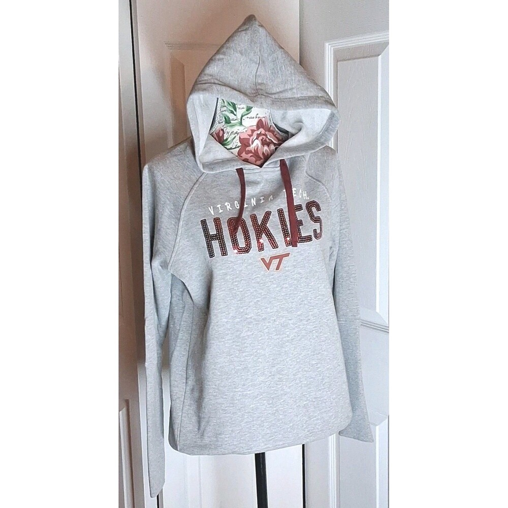 4Her Virginia Tech Hokies VT Women S Gray Hooded Sweatshirt Casual Gym College